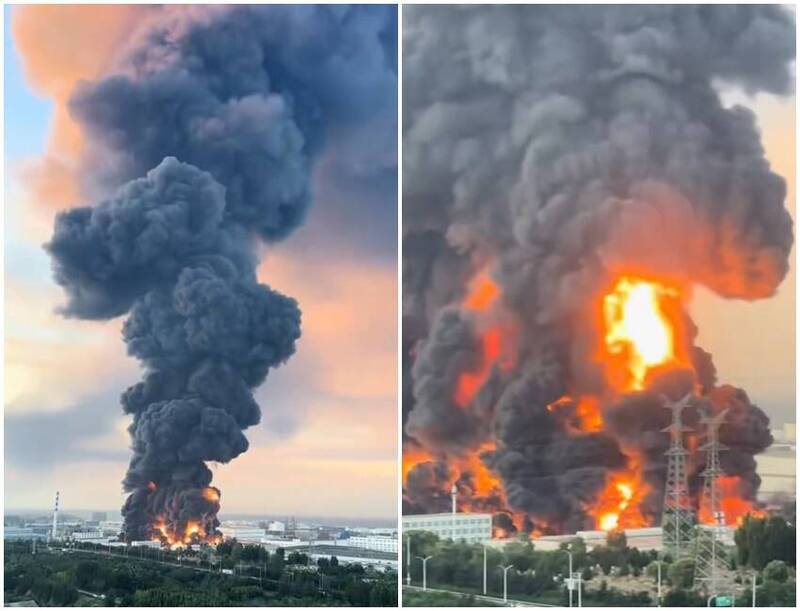 中国国企厦门象屿集团旗下子公司仓库发生大火,现场火势猛烈。(图翻摄自X) 中国国企厦门象屿集团旗下子公司仓库发生大火,现场火势猛烈。(图翻摄自X)
